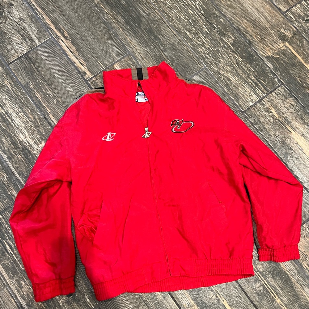 Vintage Buccaneers logo athletic windbreaker.